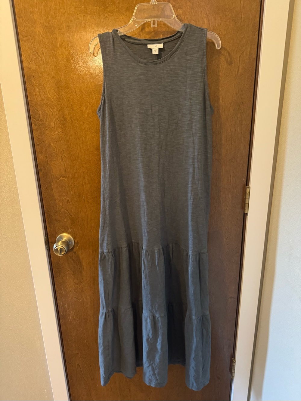 J. Jill Women’s Gray Sleeveless Tiered Knit Midi Shift Dress Size S